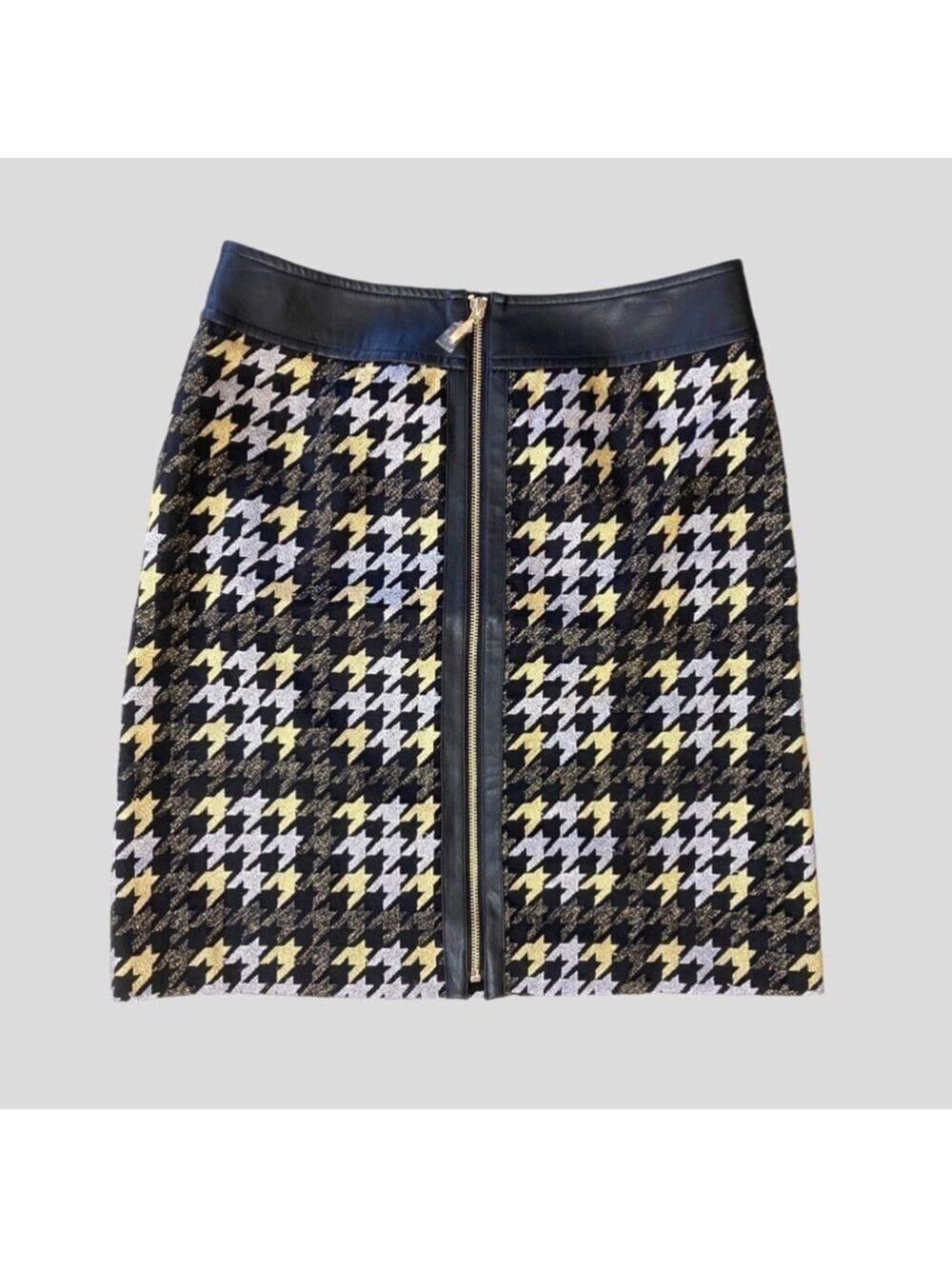 J McLaughlin NWT Mini Plaid Metallic Thread Skirt 6 Preppy Old Money Cyberpunk - Picture 2 of 10